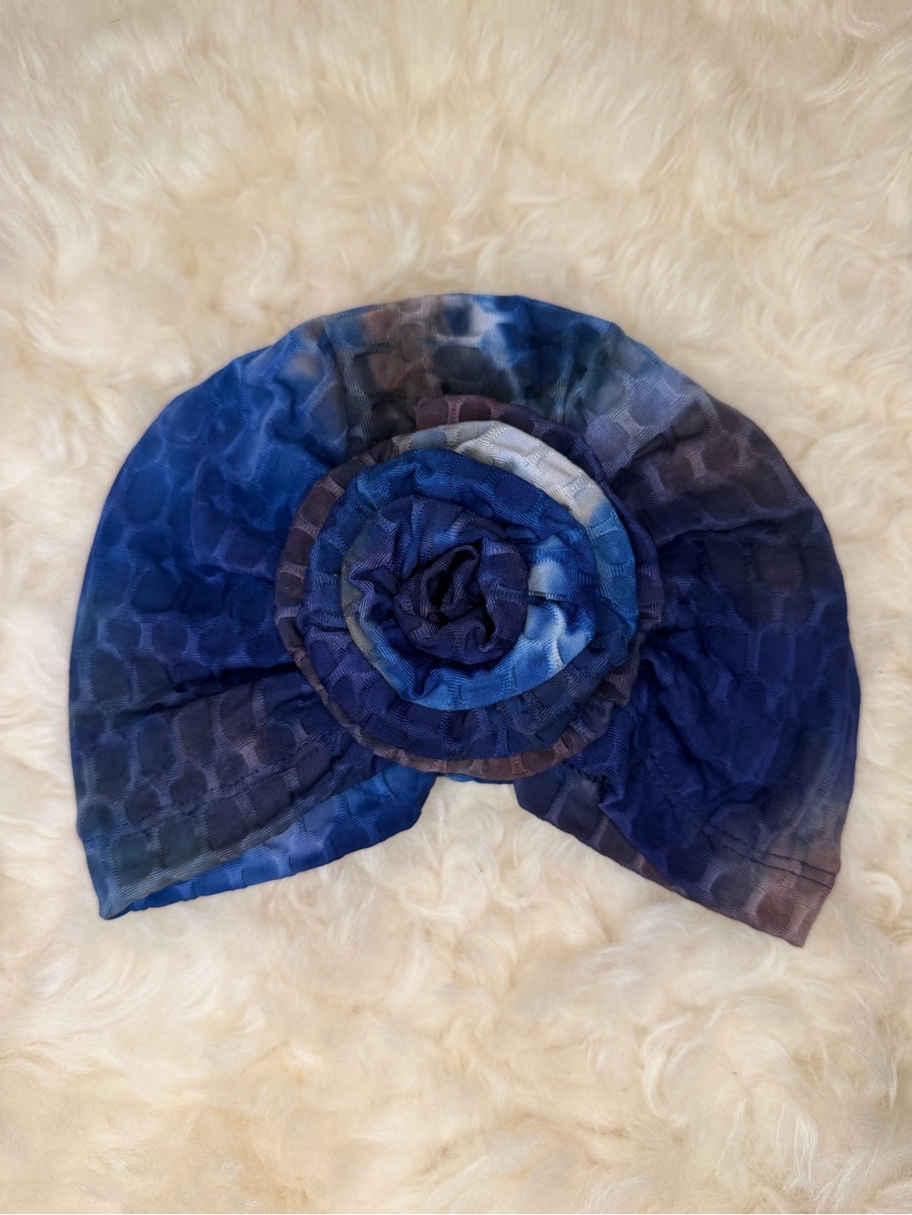 Kiss Blue Floral Rosette Turban Headwrap - Women Accessories